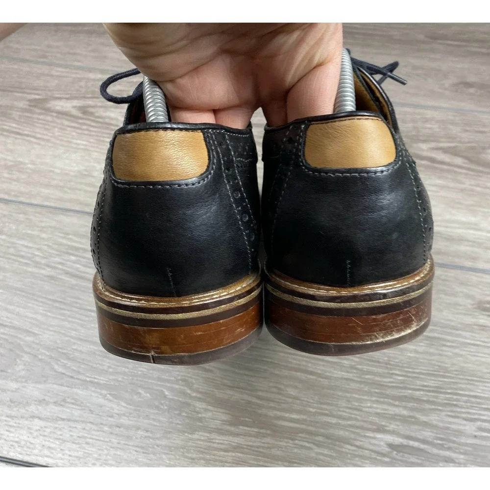 Johnston & Murphy Men's Sheepskin Warner Y Mac Lace Up Oxfords Black Size 10.5 D